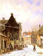 Adrianus Eversen A Village Street Scene in Winter oil painting